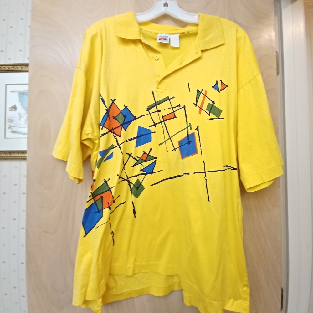 Nike Vintage Polo Tee Shirt Abstract Swoosh XL